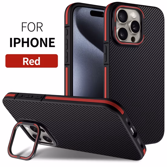 Mobile Phone Case for Samsung TPU Carbon Fiber PC iPhone Case for iPhone 14 PRO Max Black