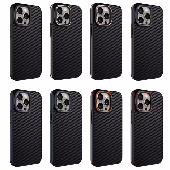 Mobile Phone Case for Samsung TPU Carbon Fiber PC iPhone Case for iPhone 14 PRO Max Black